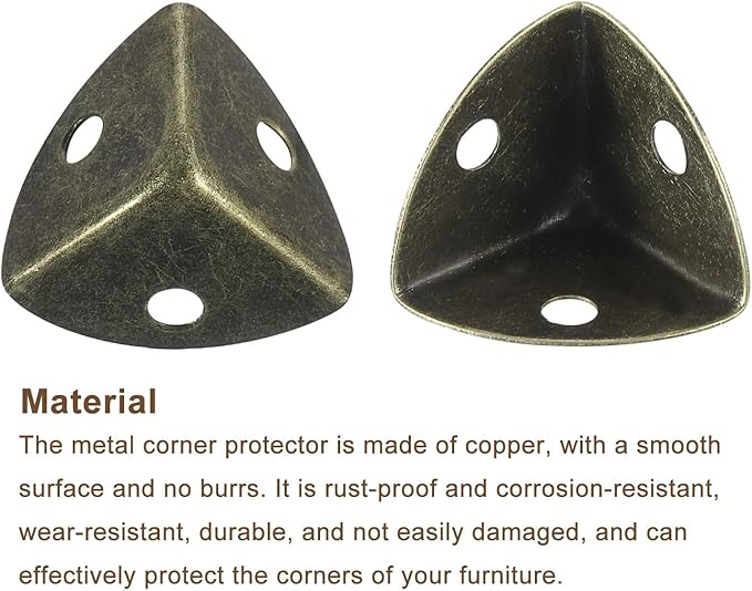 uxcell 32 Pcs Metal Box Corner Protectors 1.18"x0.79" Table Corner Guards Decorative with Mounting Screws for Storage Box Cabinets Wooden Chest, Bronze