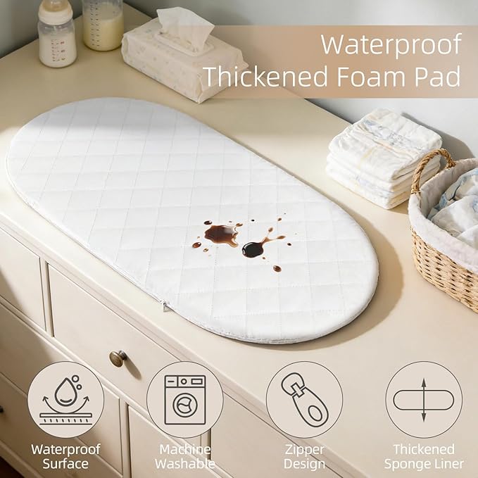 Baby Changing Basket with Diaper Caddy Changing Pad, Breathable & Waterproof Dual-Cover Foldable Portable Travel Cotton Rope Baby Changing Mat for Dresser & Table