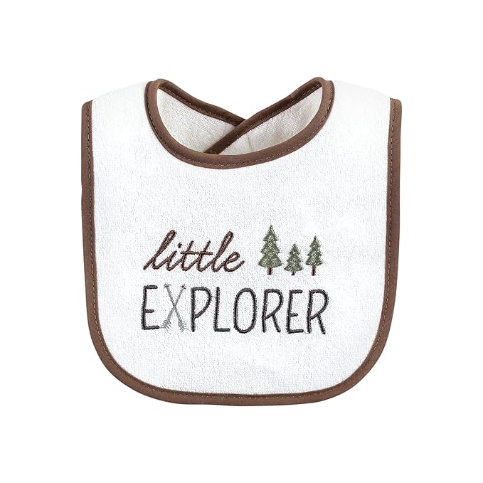 Hudson Baby Unisex Baby Cotton Terry Drooler Bibs with Fiber Filling, Boy Moose Bear, One Size (Pack of 2)