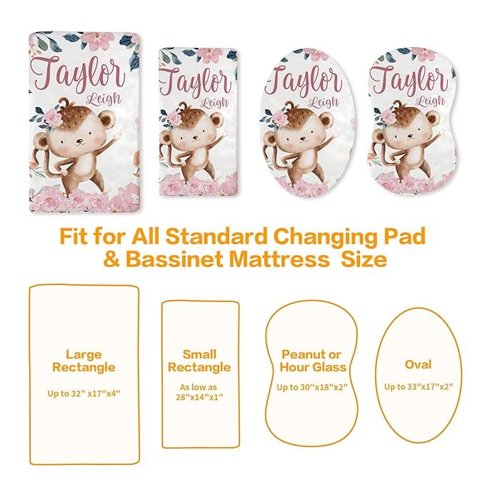 Custom Changing Pad Cover Set - Jersey Knit Comfy CozyUltra Soft Unisex Diaper Changing Table Covers with Personalized Name for Baby Boys Girls - Waterproof Ultra Soft 4 Pcs Set Style14
