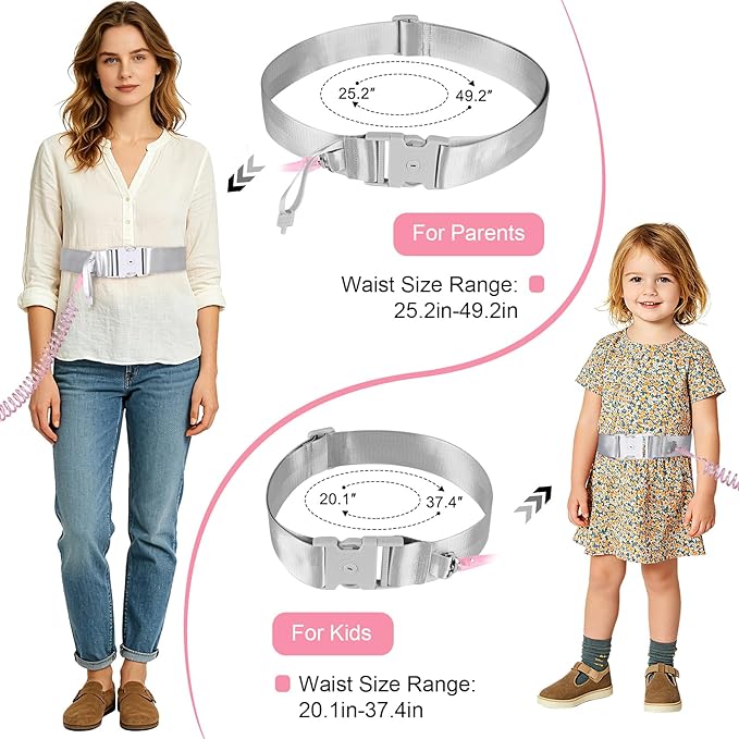 Accmor Toddler Safety Waist Leash, Hands-Free Anti Lost Waist Link with Lock, Adjustable Walking Leash Belt for Active Child, Reflective Secure Public Walking Tether for Special Needs, Autistic, ADHD