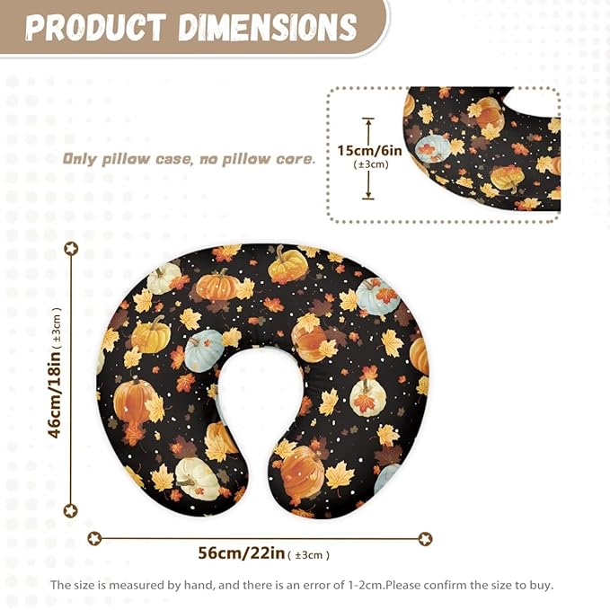 Pumpkin Nursing Pillow Cover for Baby Boys Girls, Fall Decor Breastfeeding Pillow Slipcover Cushion Cover, Soft Breast Feeding Pillows