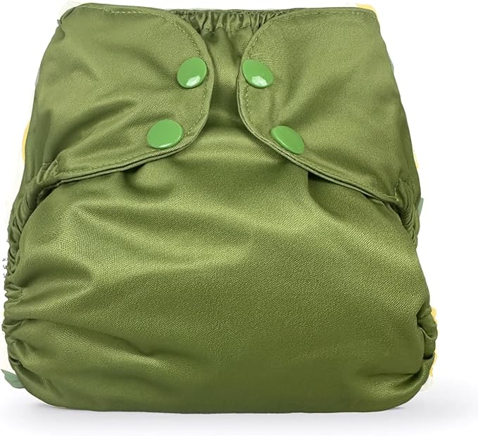BISENKID Waterproof Cloth Diaper Cover Reusable Swim Diaper - Adjustable Outer Shell Over an Absorbent Inner Layer to Prevent Urine Blowouts - Outer Green, Size 1 (7-17lbs)