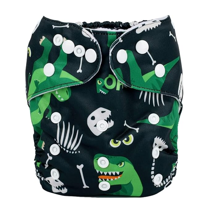 Baby Pocket Diaper Nappy Reusable Washable 8lbs to 36lbs (Dinosaur)
