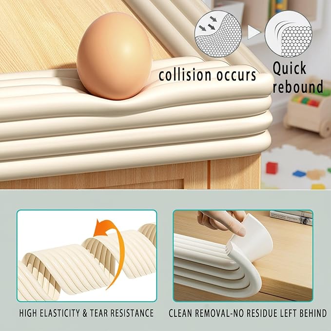 Edge Protector for Baby, Desk Edge Cushion, Extra-Wide Soft Rubber Foam Padding, Baby Proofing Edge Corner Protectors Self Adhesive Furniture Corner Guard Bumper for Table 6.5ft Light Green