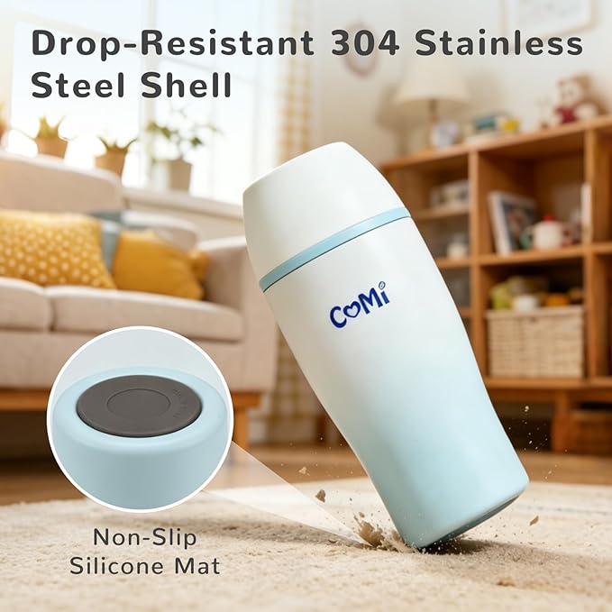 COMI Glass Baby Bottle, Includes Insulated Stainless Steel Sleeve, Newborn Anti-Colic Baby Bottle with Slow Flow Nipple, Leak Proof Insulated, Plastic-Free, BPA-Free, 0-3 Months, 8 oz
