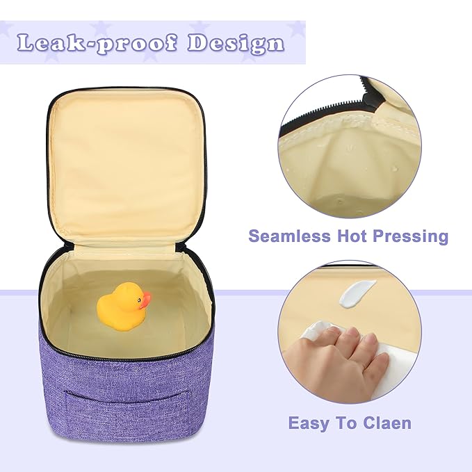 Teamoy Double Layer Breastmilk Cooler Bag, Fit for 4 Baby Bottles Up to 5 Ounce Bottle Bag, Breastmilk Cooler Tote Bag for Nursing Mom, Purple(Bag Only)
