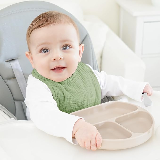 Bearmoss Baby Bibs for Drooling and teething 100% Cotton Muslin Bibs for Baby Boy & Girl,Adjustable, Ultra Absorbent,8 Pack
