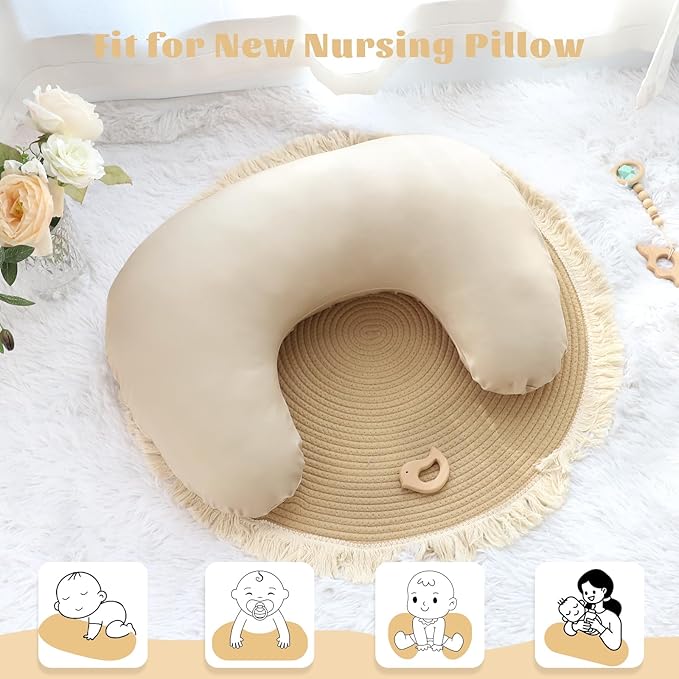 Hooyax Waterproof Nursing Pillow Cover, Stretchy Nursing Covers for New-Designed Breastfeeding Pillows, Adorable Infant Feeding Pillow Slipcover for Baby Boy and Girls (Khaki)