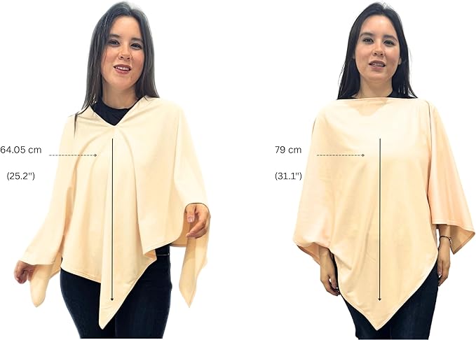 Peruvian Pima Cotton Poncho | 4-in-1 Nursing Cover, Yoga Wrap & Everyday Shawl | Soft, Breathable & Hypoallergenic | Ethically Handcrafted | Peach