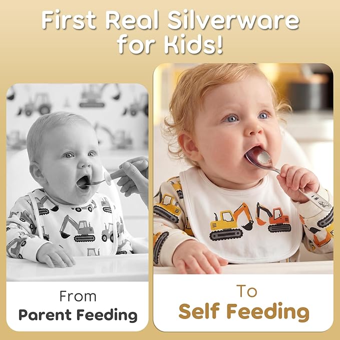 Lehoo Castle Kids Silverware 6-Piece | Toddler Utensils for 3 Year Old, Toddler Forks and Spoons Knife Set, Children Safe Flatware for Self Feeding (Construction Vehicles)