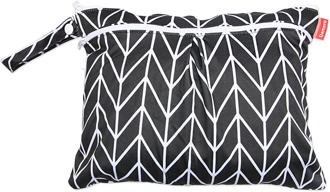 Damero 3pcs Travel Wet and Dry Bag with Handle for Cloth Diaper, Pumping Parts, Clothes, Swimsuit and More, Easy to Grab and Go, Black Arrows