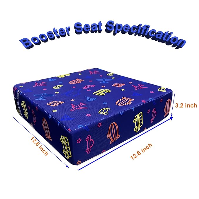 Toddler Booster Seats for Kitchen Chair with Double Safer Straps Non-Slip Bottom for Kids, Portable Travel High Density Sponge Detachable Cushion for Boys Girls (Airplane)
