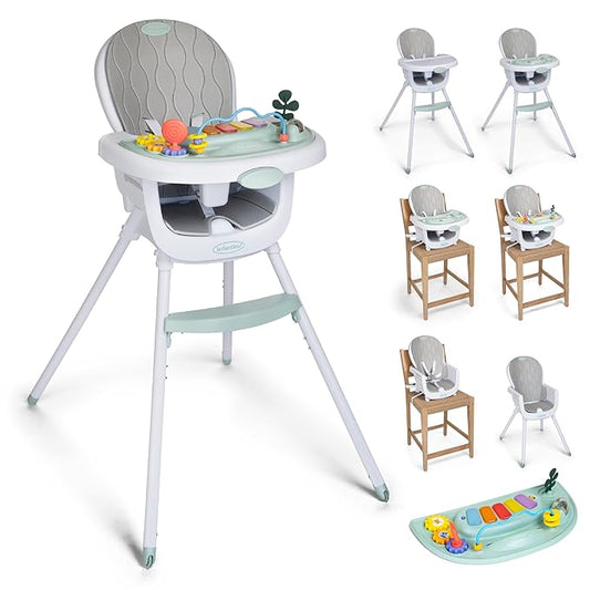 Infantino Music & Lights 8-in-1 Convertible High Chair for Babies & Toddlers, Interactive Lights & Sounds, Removable Legs, Wipe-Clean Seat with Tray, Ages 6 Months+