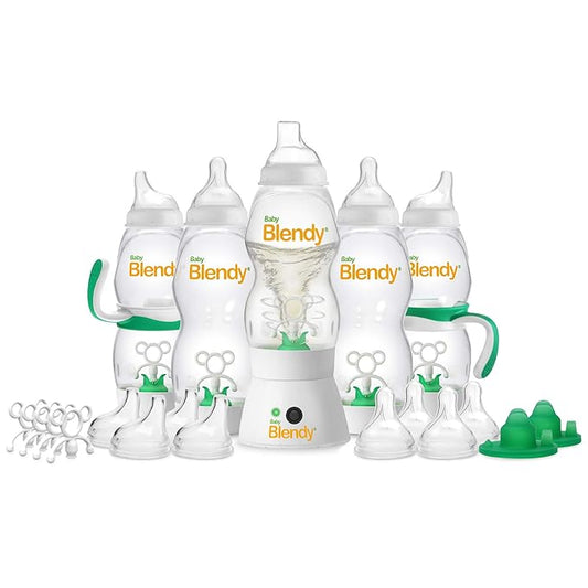 Baby Bottles - Best Infant to Toddler Milk Feeding Containers with Anti-Colic | Air Vent System - with Blender Mixer for Babies Newborns Infants Toddlers | (12+ Months) Elite Bundle