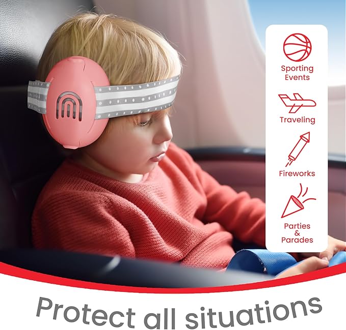 2-in-1 Adjustable Baby & Toddler Noise Cancelling Headphones - Ear Muffs for Kids 1-3 for Airplane Travel