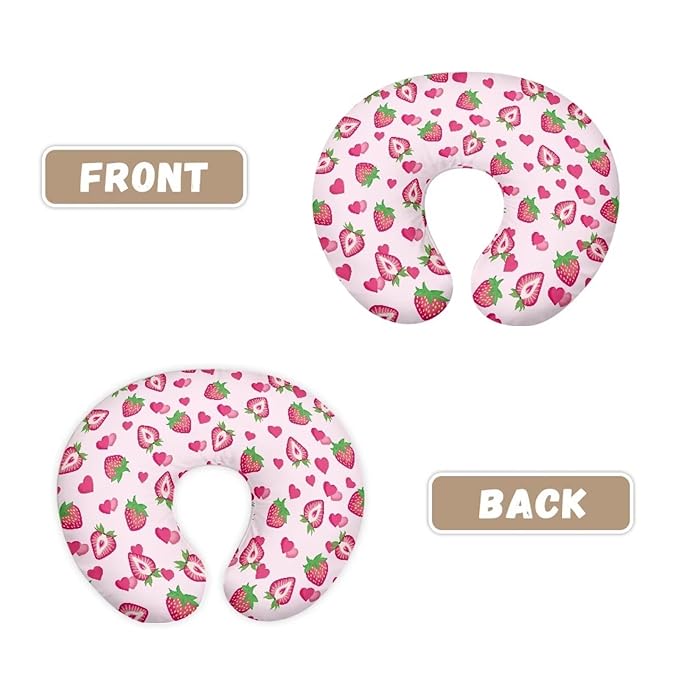 Pink Strawberry Breastfeeding Pillow Cover Cuddle Pillow Slipcover Detachable Nursing Pillow Protective Cas Baby Feeding Easy to Use and Dustptoof