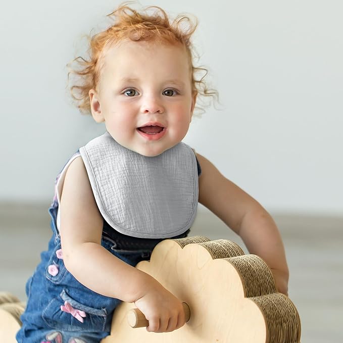 POIKSHARK 6-Pack Muslin Baby Bibs for Unisex Boys Girls, Cotton Baby Drool Bibs, Drooling and Teething Bibs for Infant