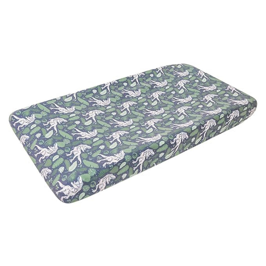 Copper Pearl Premium Knit Changing Pad Cover : Soft, Stylish, and Universal Fit for All Standard Diaper Changing Pads, Trendy Design Changing Pad Covers, Jurassic Park Fossils.