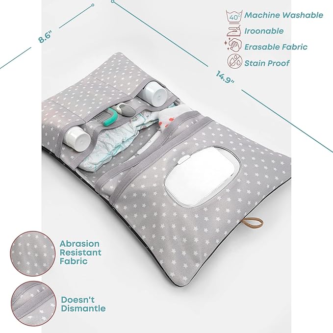 HAMUR Baby Diaper Bag Organizer – Compact & Foldable Stroller Pouch for Newborn Essentials | Travel-Friendly | Fits Boys & Girls (Anchor)