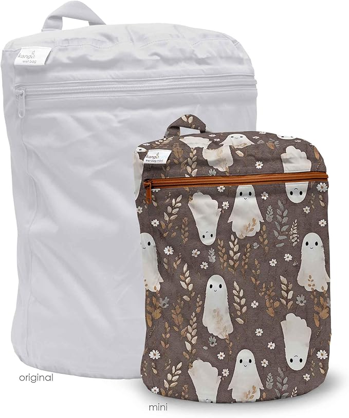 Kanga Care Wet Bag MINI Seam Sealed Waterproof 3D Dimensional for Baby Cloth Diapers, Travel, Beach, Pool, Gym, Swim | Boo