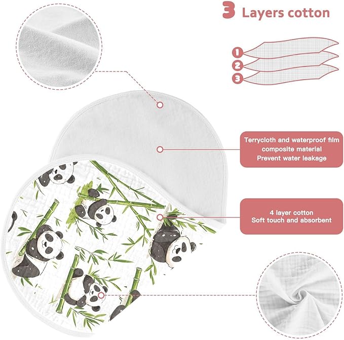 vvfelixl Muslin Burp Cloths Pandas Bamboo Baby Washcloths for Baby Girl Boys 2 Pack