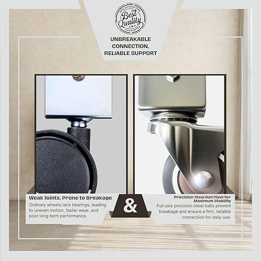 4-Pack Heavy-Duty Wheels Compatible with Stokke Tripp Trapp High Chair - 2-Inch Silent Casters with Chrome-Plated Steel Brackets, 360° Rotation, No-Scratch Design, Supports 176 lbs (1 STE)