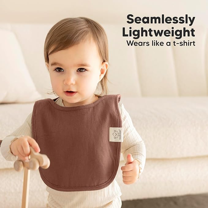 KeaBabies 8-Pack Bibs for Baby Girl, Boy - Pullover Large Baby Bibs for Drooling and Teething Infant, Newborn, Soft & Absorbent Organic Cotton, Long Torso Coverage Keep Toddler Clean & Dry (Brick)