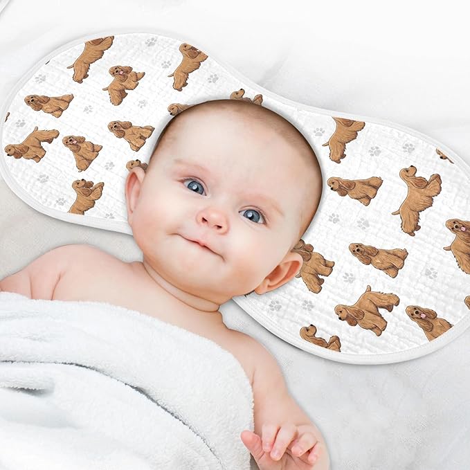 2 Pack Muslin Burp Cloths American Cocker Dogs White Cotton Baby Burp Cloths Ultra Absorbent and Soft Burping Cloth for Newborn Must Haves 22x11 Inch