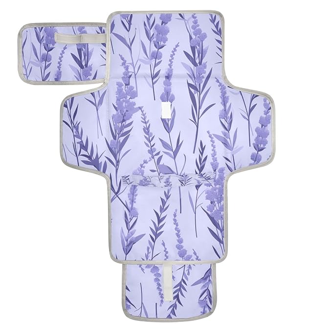 Lavender Portable Diaper Changing Pad,Waterproof Lightweight & Foldable Travel Changing Pad with Built-in Pillow for Newborn Shower Gifts