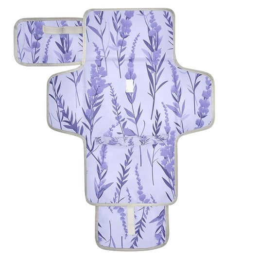 Lavender Portable Diaper Changing Pad,Waterproof Lightweight & Foldable Travel Changing Pad with Built-in Pillow for Newborn Shower Gifts