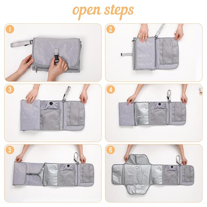 Portable Baby Diaper Changing Pad with Wipe Dispenser and Waste Bag Dispenser Detachable Diaper Changing Travel Bag with Waterproof Changing Mat Well Organized for Changing Kits
