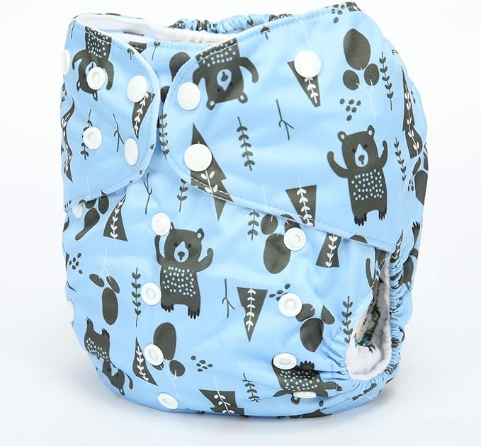 2 to 7 Years Old Junior Big Cloth Diaper Pocket Reusable Washable Baby Kids Toddler (Native Bear)