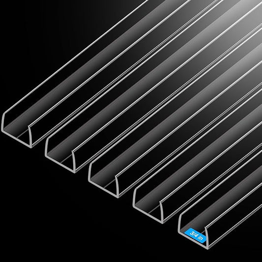 MONOID Drawer Edge Protector, Slip-On Clear Table Corners Guards, Door Kitchen Furniture Bumper, Prevent Wear, Impact Protection, Ease to Cut, 3/4" Thick, 36" Length – Clear, Pack of 5