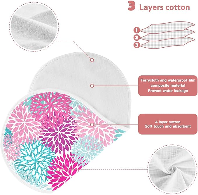 vvfelixl Muslin Burp Cloths Dahlia Flower Print Baby Washcloths for Baby Girl Boys 2 Pack Purple