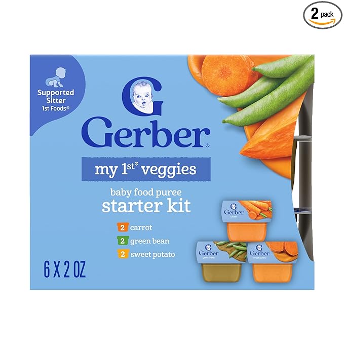 Gerber Stage 1 Baby Food, Veggie Variety Pack Puree Tubs, Baby Puree, 2PK