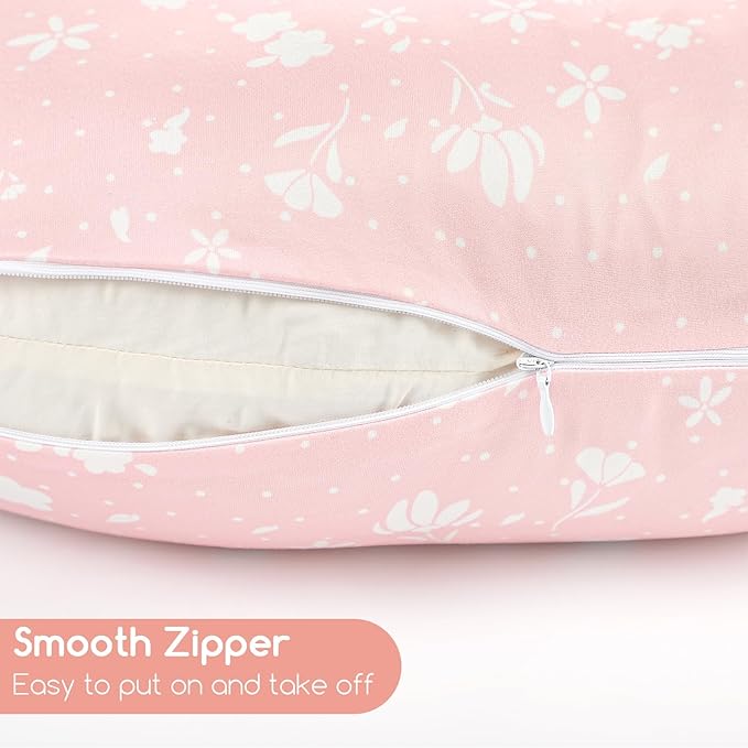 Nursing Pillow Cover, Stretchy and Soft Pillow Slipcover for Baby Boys Girls, Breastfeeding Pillow Covers for Newborn Infants, Pink, Tiny Floral