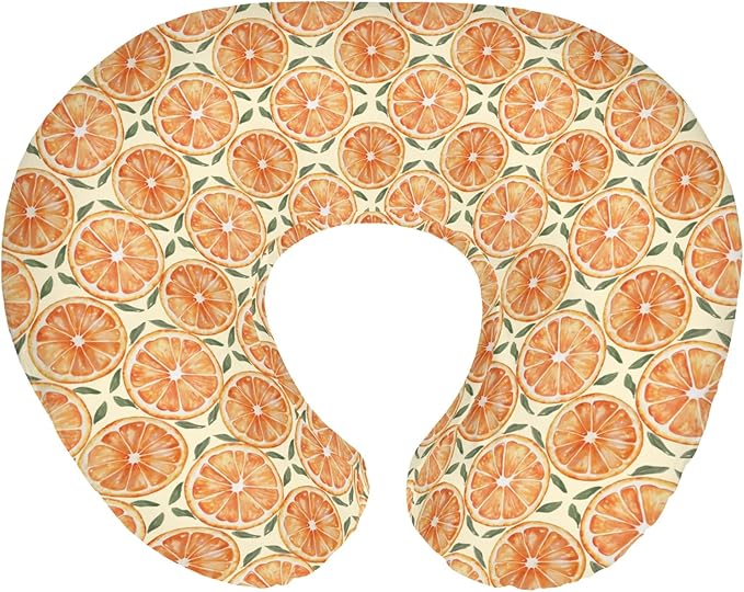 Orange Sweet Baby Nursing Pillow Covers for Boy Girl Watercolor Oranges Nursery Feeding Pillowcase for Breastfeeding Pillows Summer Citrus Fruit Soft Stretchy Removable Covers for Newborn Infant