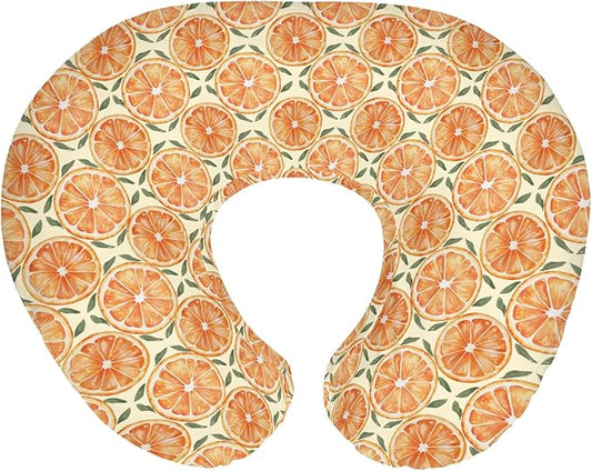 Orange Sweet Baby Nursing Pillow Covers for Boy Girl Watercolor Oranges Nursery Feeding Pillowcase for Breastfeeding Pillows Summer Citrus Fruit Soft Stretchy Removable Covers for Newborn Infant