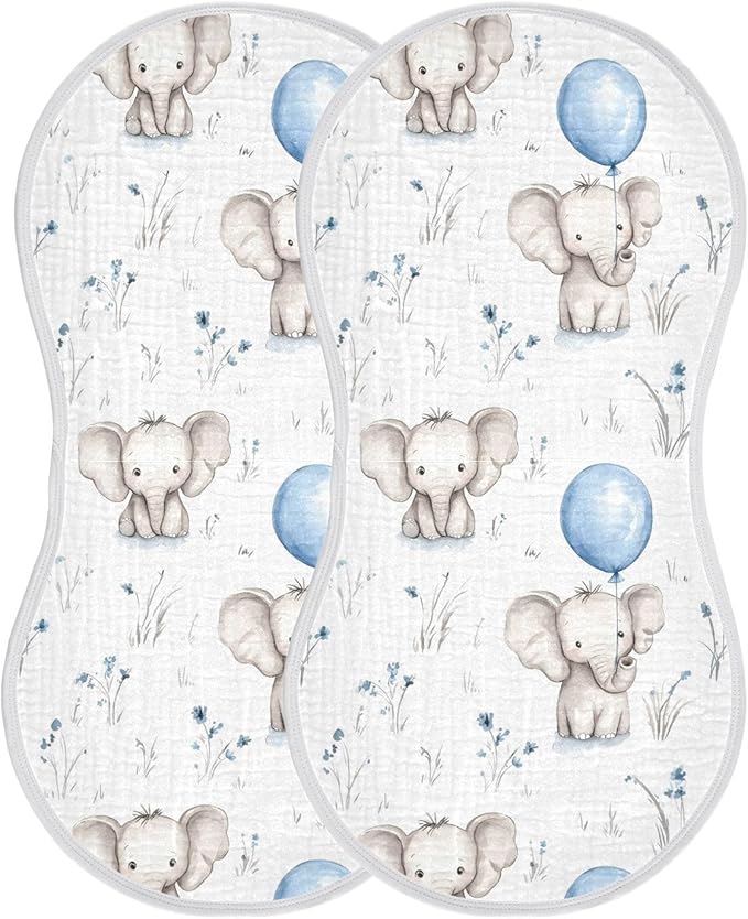 vvfelixl Watercolor Painting Elephant Burp Cloths for Baby Boy Girls Baby Washcloths Burp Rags 1 Pack