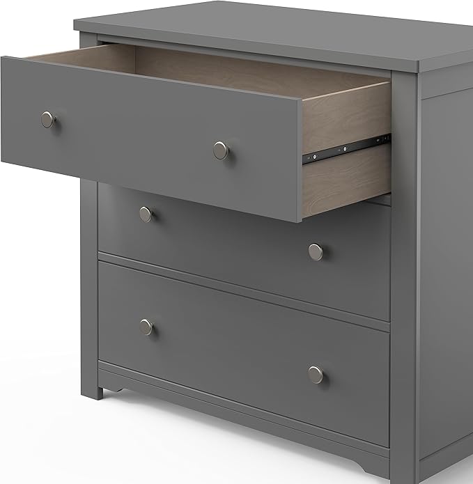 Child Craft Harmony 3-Drawer Dresser with Changing Table Topper, 38" W Nursery Dresser and Changing Station, Smooth Glides, Baby-Safe Finish, Cool Gray