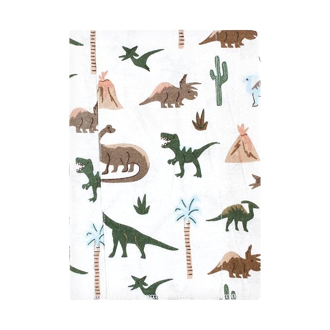 Hudson Baby Unisex Baby Cotton Flannel Burp Cloths 4-Pack, Retro Dinosaur, One Size