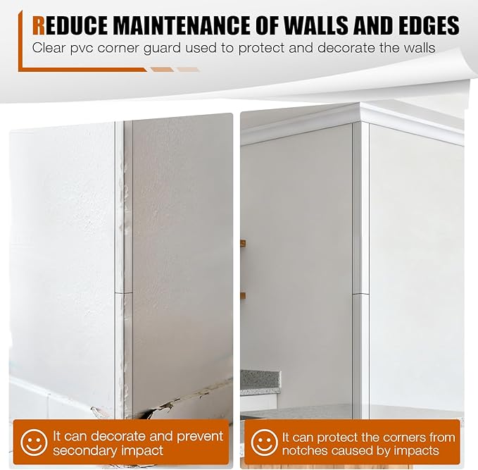 Magicheap 2 Pack Wall Corner Protector 31.5'', Self Adhesive Corner Protectors for Walls, Easy to Install Edge Guard Strip for Furniture Cabinet Shelf Drywall Baseboard Desk, 31.5in x 1.18in, Clear