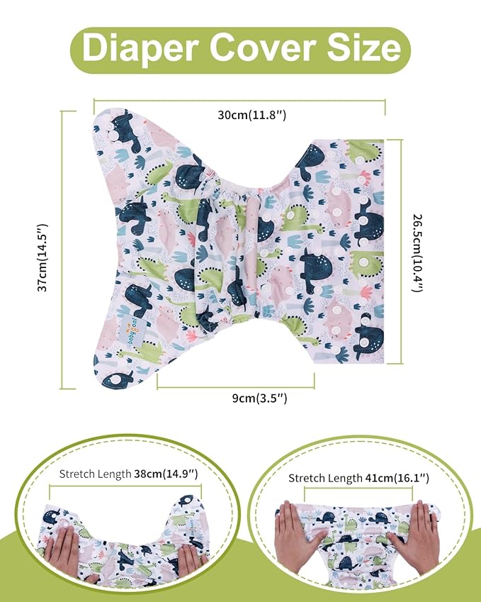 babygoal Cloth Diaper Covers 6 Pack with Wet Bag for Fitted Diapers and Prefolds with Double Gussets, Adjustable and Reusable for Baby Boys and Girls