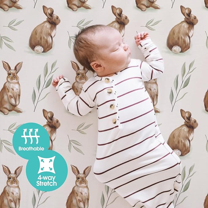 BROLEX Baby Fitted Crib Sheets: Kid Crib Sheets - Set of 2 for Toddler Standard Size Crib Mattress for Boys and Girls - Jersey Knit Crib Bed Sheets Bunny Nuts