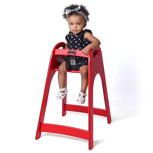 Koala Kare Designer High Chair – Modern, Durable & Sanitary High Chair for Restaurants, Stackable Space Saver, Easy-to-Clean Design, Red (Model KB105-03)