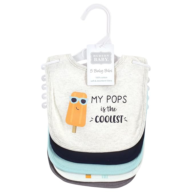 Hudson Baby Unisex Baby Cotton Bibs, Popsicle, One Size
