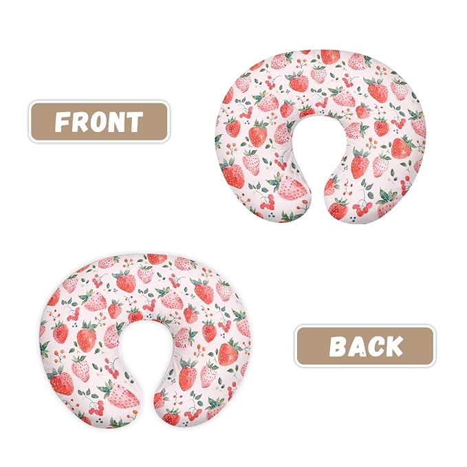 Forchrinse Pink Strawberry Nursing Pillow Cover for Girls Princess Nursing Pillow Slipcover for Breastfeeding Moms,Easy to Care, Medium