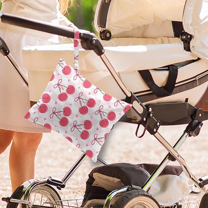 Wet Dry Wet Bag for Swimsuit Towel Baby Travel Cloth Diapers Beach Gym Toiletries Makeup Storage Bag Summer Vacation Essential Holiday Summer Cherry Themed Gifts