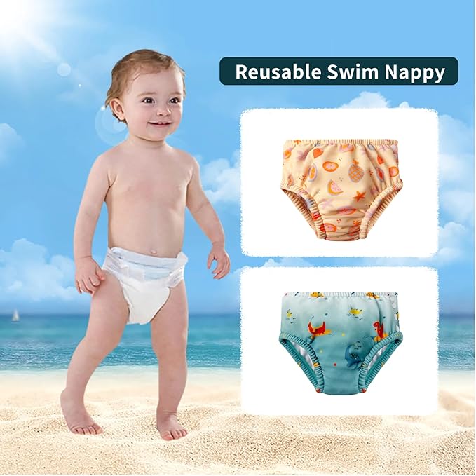 Baby Reusable Swim Diaper - UPF 50+ 6-12 Months - Swim Diapers for Toddlers